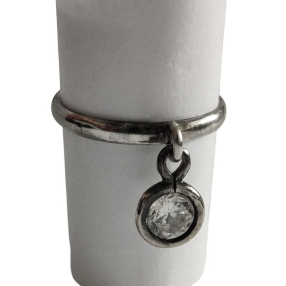 Vintage Diamante Drop Sterling Silver Ring - Picture 13 of 13